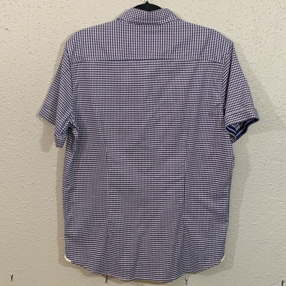Robert Graham Check Navy Blue & White Short Sleeve Button Down Shirt size L - Picture 6 of 11